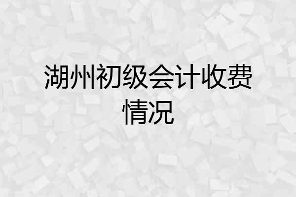 湖州初级会计收费情况