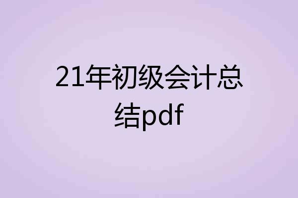 21年初级会计总结pdf