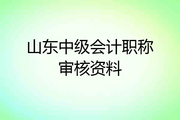 山东中级会计职称审核资料