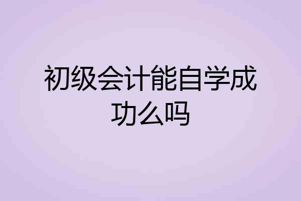 初级会计能自学成功么吗