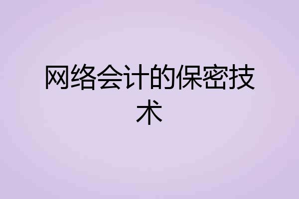 网络会计的保密技术