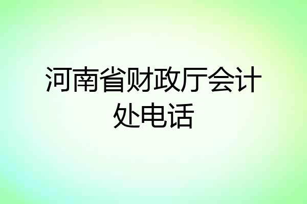 河南省财政厅会计处电话