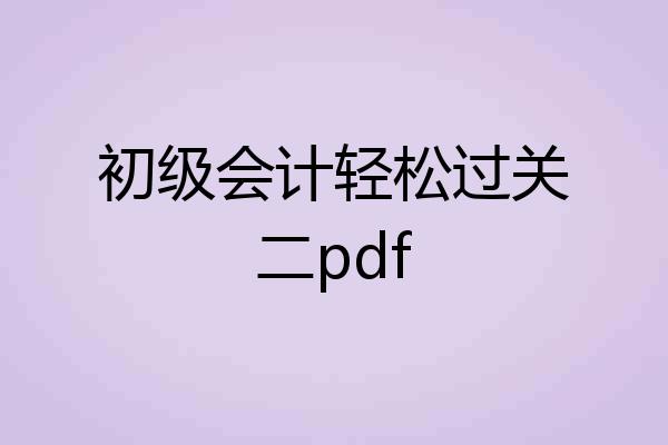 初级会计轻松过关二pdf