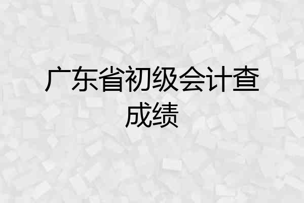 广东省初级会计查成绩