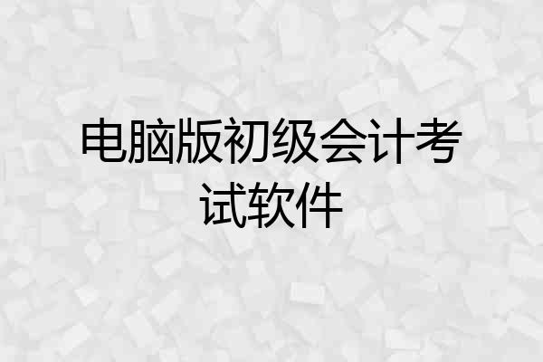 电脑版初级会计考试软件