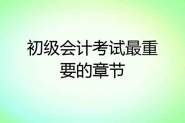 初级会计考试最重要的章节