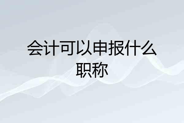 会计可以申报什么职称