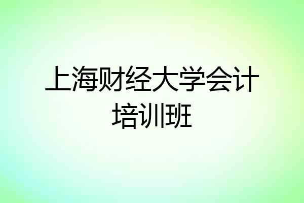 上海财经大学会计培训班