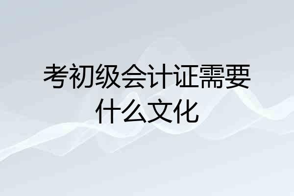 考初级会计证需要什么文化