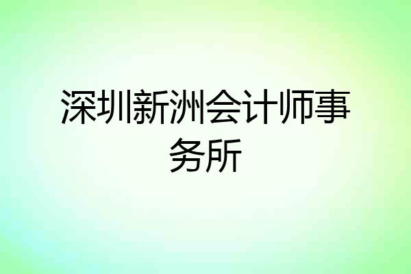 深圳新洲会计师事务所