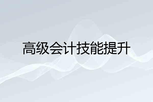 高级会计技能提升