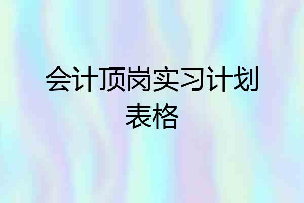 会计顶岗实习计划表格