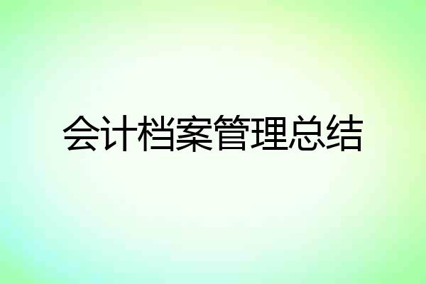 会计档案管理总结