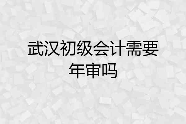 武汉初级会计需要年审吗