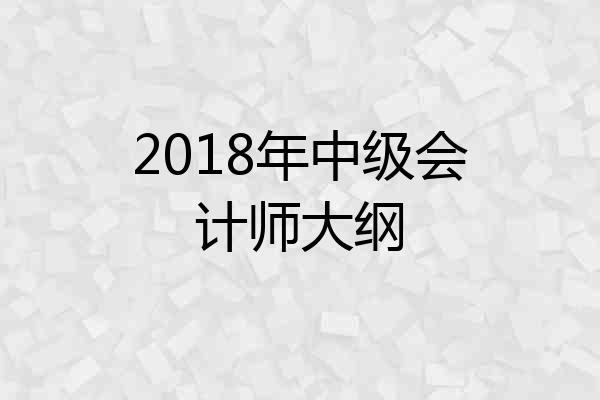 2018年中级会计师大纲