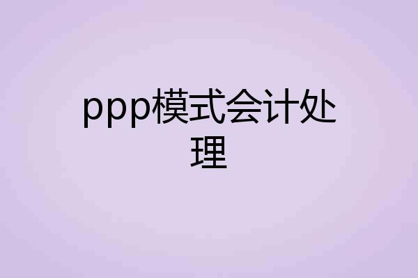 ppp模式会计处理