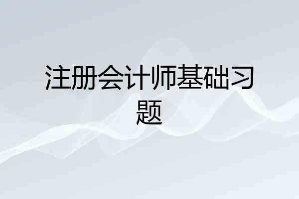 注册会计师基础习题