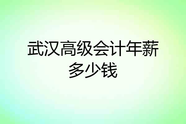武汉高级会计年薪多少钱
