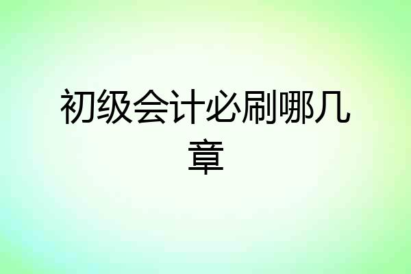 初级会计必刷哪几章