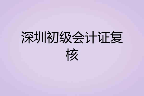 深圳初级会计证复核
