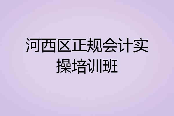 河西区正规会计实操培训班