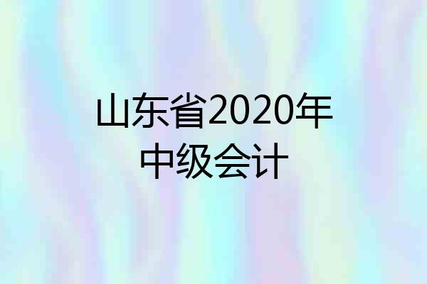 山东省2020年中级会计