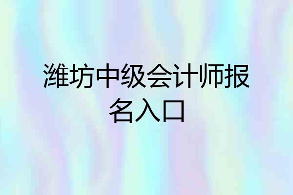 潍坊中级会计师报名入口