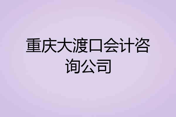 重庆大渡口会计咨询公司