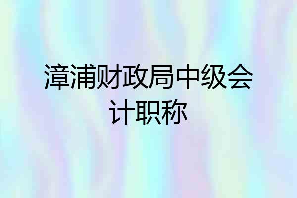 漳浦财政局中级会计职称