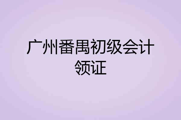 广州番禺初级会计领证