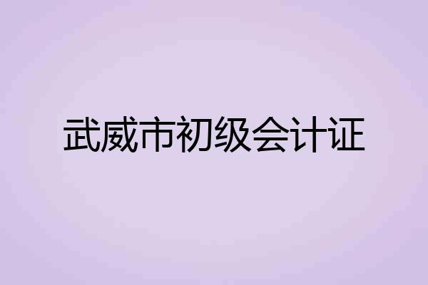 武威市初级会计证