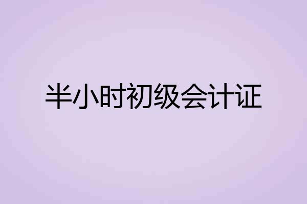 半小时初级会计证