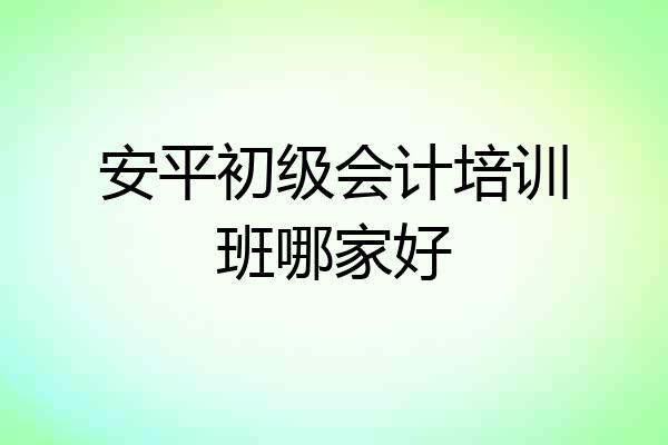 安平初级会计培训班哪家好