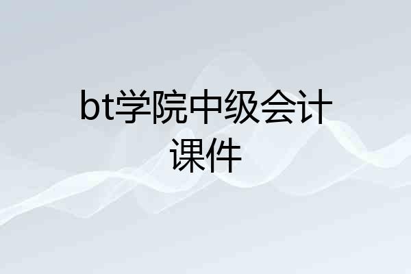 bt学院中级会计课件