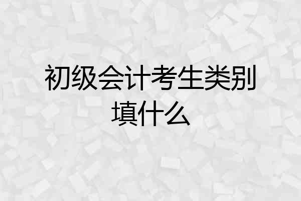 初级会计考生类别填什么