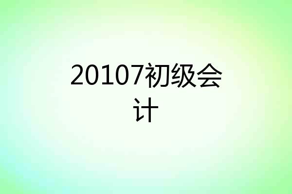 20107初级会计