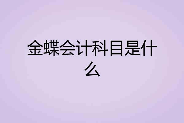金蝶会计科目是什么