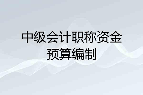 中级会计职称资金预算编制