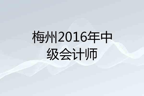 梅州2016年中级会计师