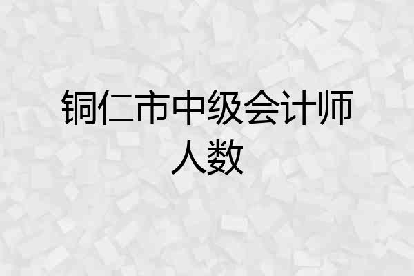 铜仁市中级会计师人数