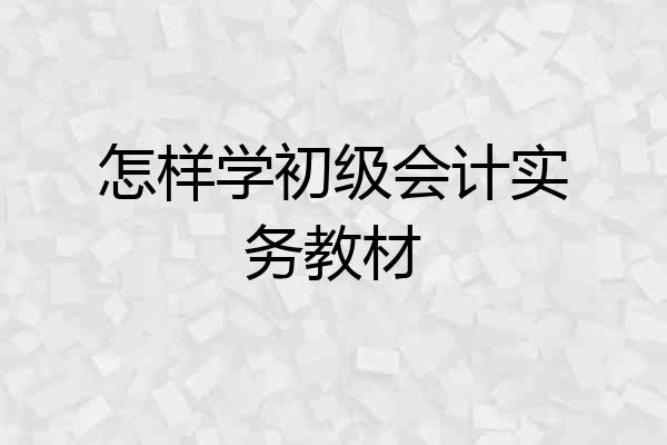 怎样学初级会计实务教材