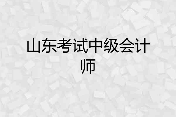 山东考试中级会计师