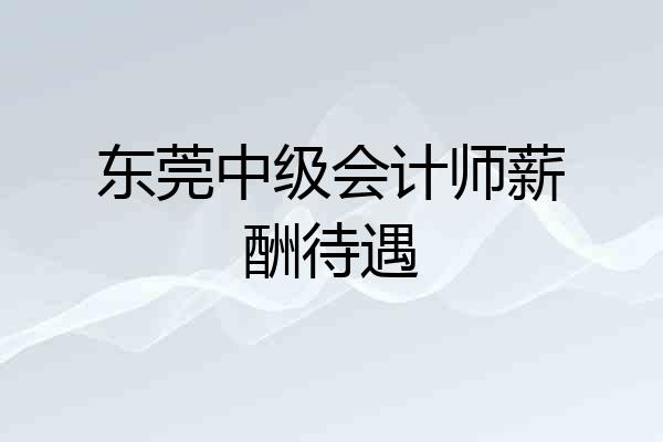 东莞中级会计师薪酬待遇