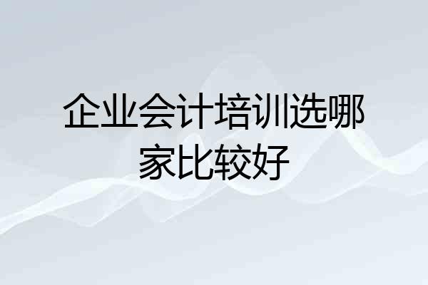 企业会计培训选哪家比较好
