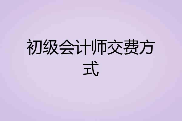 初级会计师交费方式