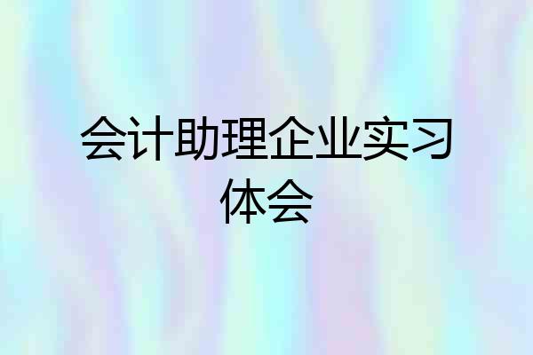 会计助理企业实习体会