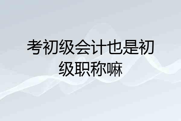 考初级会计也是初级职称嘛