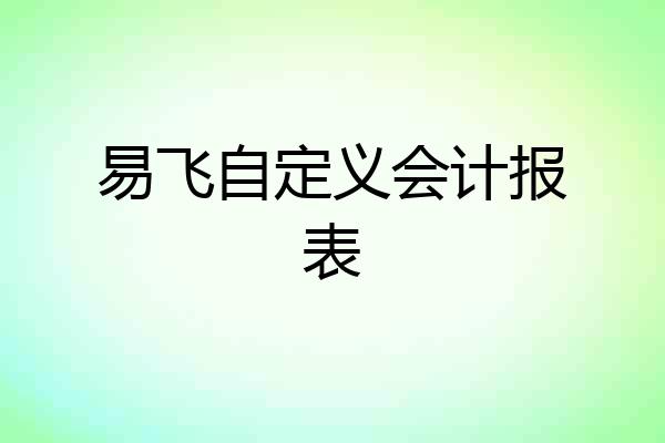 易飞自定义会计报表