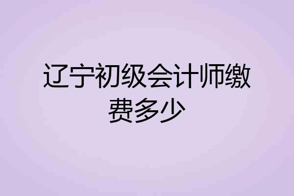 辽宁初级会计师缴费多少