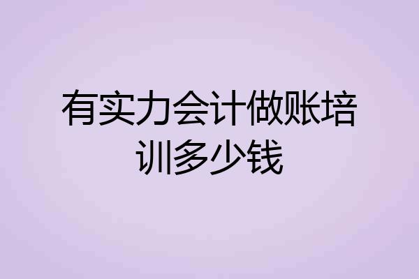 有实力会计做账培训多少钱